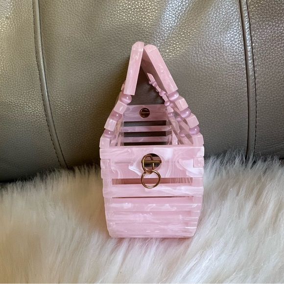 Cult Gaia Acrylic Ark Clutch Mini Top Handle Bag Pink Cocktail Party Wedding